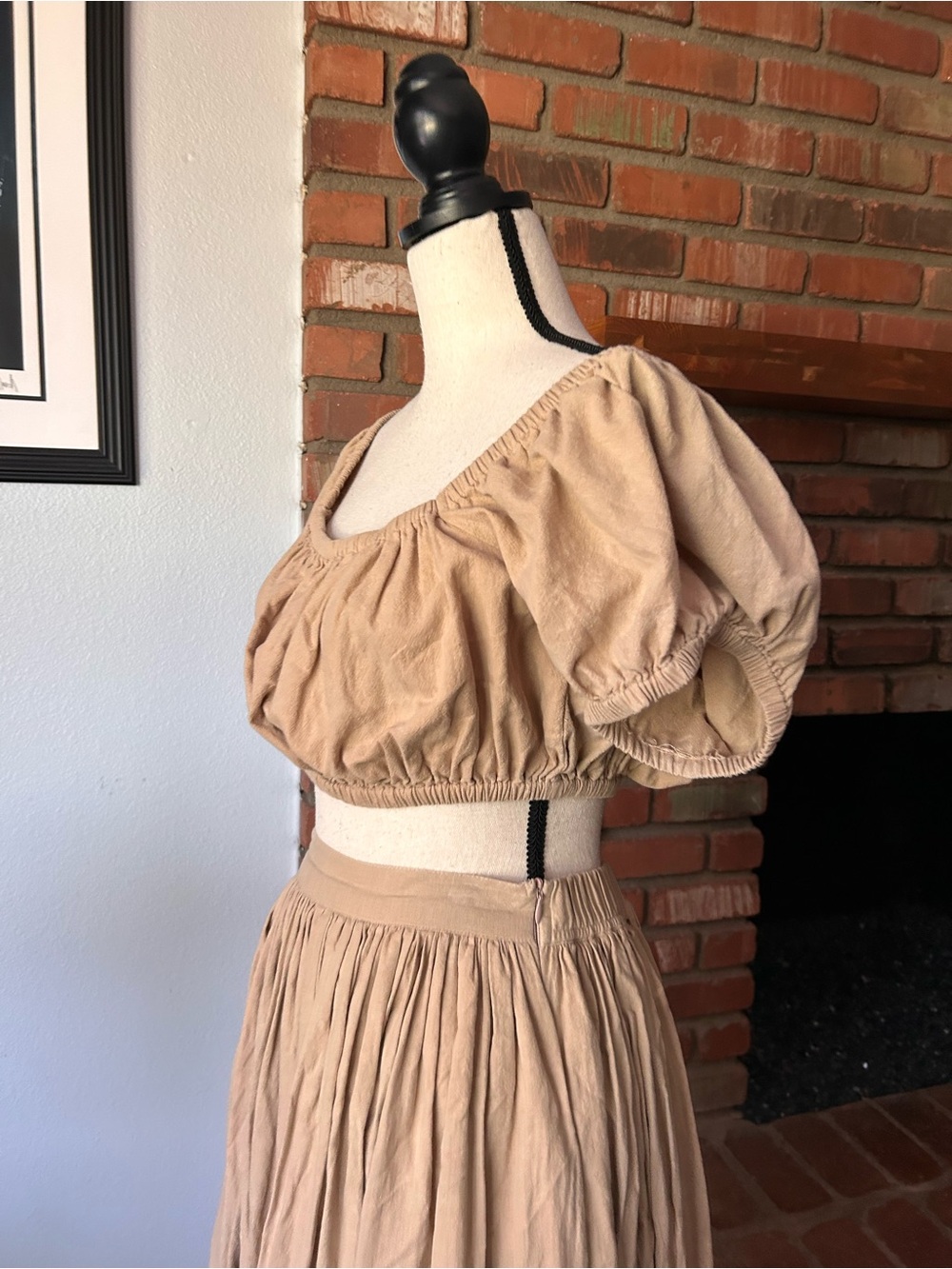 Laude the Label Bubble Top & Midi Skirt Set in Tan Sz S - Picture 5 of 7